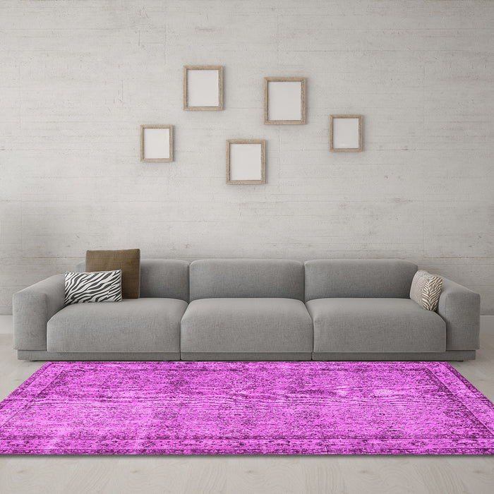 Machine Washable Persian Pink Traditional Rug in a Living Room, wshtr3342pnk