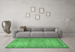 Machine Washable Persian Emerald Green Traditional Area Rugs in a Living Room,, wshtr3342emgrn