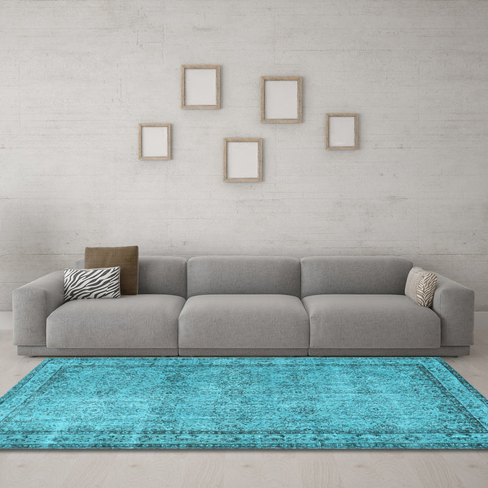 Machine Washable Persian Light Blue Traditional Rug in a Living Room, wshtr3342lblu