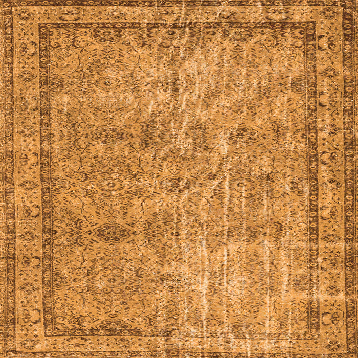 Round Machine Washable Persian Orange Traditional Area Rugs, wshtr3342org