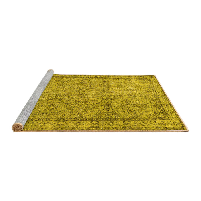 Sideview of Machine Washable Persian Yellow Traditional Rug, wshtr3342yw