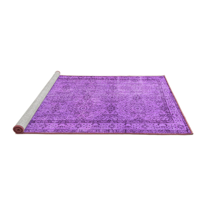 Sideview of Machine Washable Persian Purple Traditional Area Rugs, wshtr3342pur
