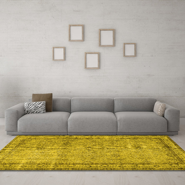 Machine Washable Persian Yellow Traditional Rug in a Living Room, wshtr3342yw
