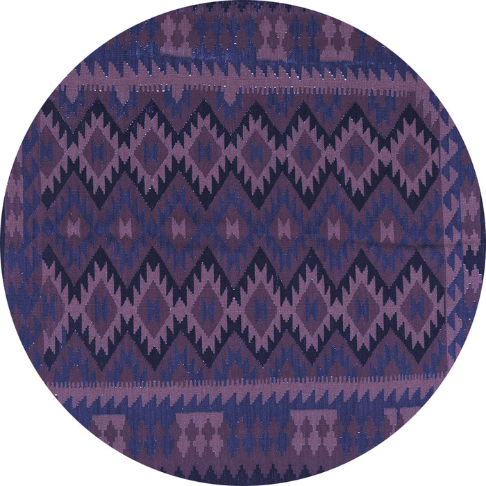 Round Southwestern Blue Country Rug, tr3343blu