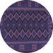 Round Southwestern Blue Country Rug, tr3343blu