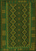 Serging Thickness of Machine Washable Southwestern Green Country Area Rugs, wshtr3343grn