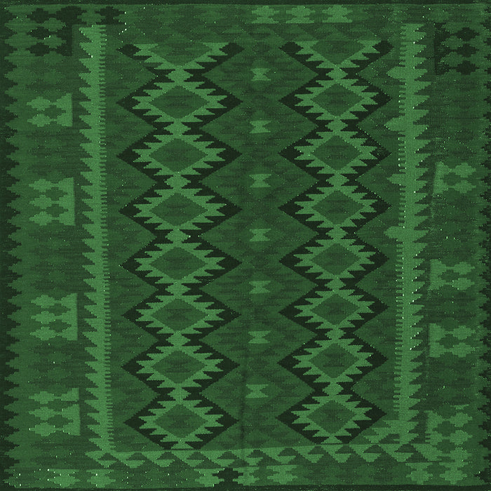 Square Machine Washable Southwestern Emerald Green Country Area Rugs, wshtr3343emgrn