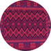 Round Southwestern Pink Country Rug, tr3343pnk