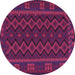 Round Southwestern Purple Country Rug, tr3343pur