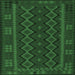 Square Southwestern Emerald Green Country Rug, tr3343emgrn