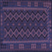 Square Machine Washable Southwestern Blue Country Rug, wshtr3343blu