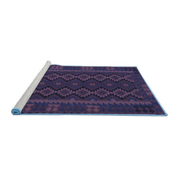 Sideview of Machine Washable Southwestern Blue Country Rug, wshtr3343blu