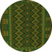 Machine Washable Southwestern Green Country Area Rugs, wshtr3343grn