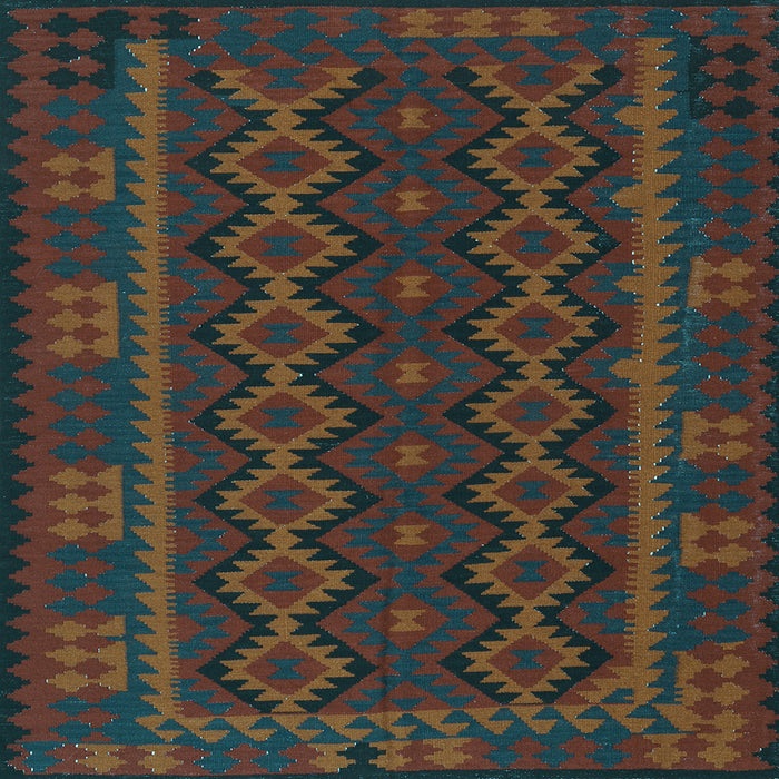 Square Machine Washable Southwestern Light Blue Country Rug, wshtr3343lblu