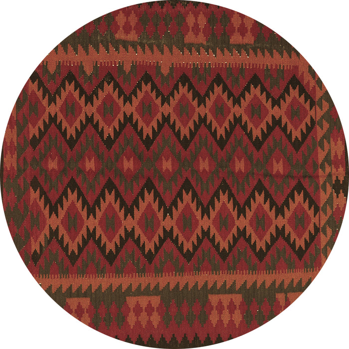 Round Southwestern Brown Country Rug, tr3343brn