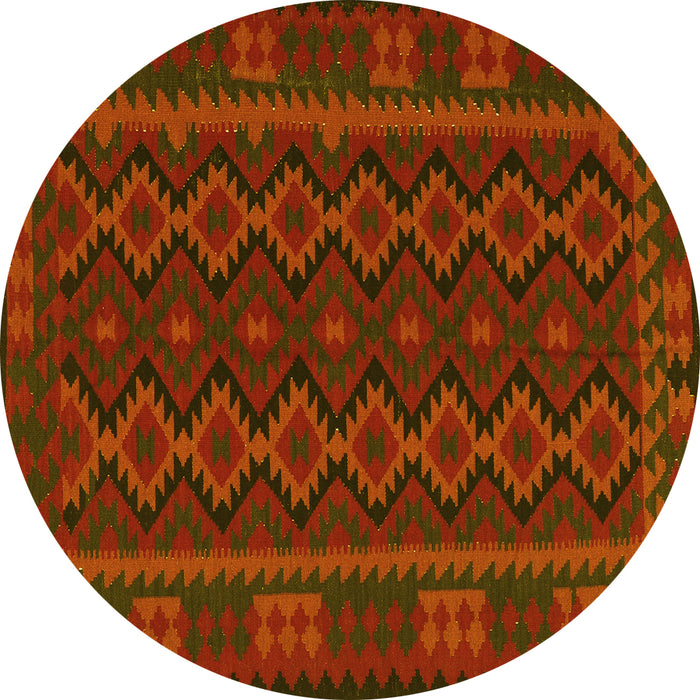 Round Southwestern Yellow Country Rug, tr3343yw