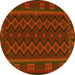 Round Southwestern Yellow Country Rug, tr3343yw