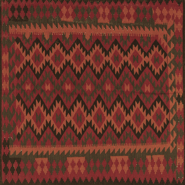 Square Machine Washable Southwestern Brown Country Rug, wshtr3343brn