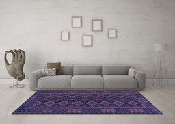 Machine Washable Southwestern Blue Country Rug in a Living Room, wshtr3343blu