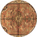 Round Persian Brown Traditional Rug, tr3344brn