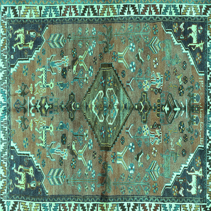 Square Persian Turquoise Traditional Rug, tr3344turq