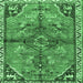 Square Machine Washable Persian Emerald Green Traditional Area Rugs, wshtr3344emgrn