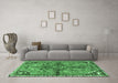 Machine Washable Persian Emerald Green Traditional Area Rugs in a Living Room,, wshtr3344emgrn