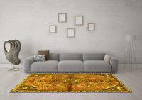 Machine Washable Persian Yellow Traditional Rug, wshtr3344yw