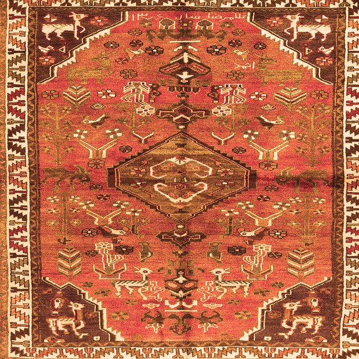 Round Machine Washable Persian Orange Traditional Area Rugs, wshtr3344org