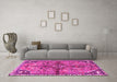 Machine Washable Persian Pink Traditional Rug in a Living Room, wshtr3344pnk