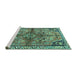 Sideview of Machine Washable Persian Turquoise Traditional Area Rugs, wshtr3344turq