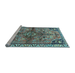 Sideview of Machine Washable Persian Light Blue Traditional Rug, wshtr3344lblu