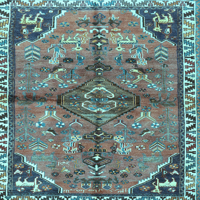 Square Machine Washable Persian Light Blue Traditional Rug, wshtr3344lblu