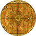 Round Persian Yellow Traditional Rug, tr3344yw