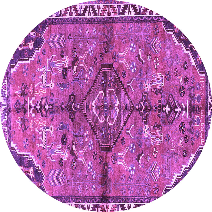 Round Persian Purple Traditional Rug, tr3344pur