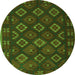 Machine Washable Southwestern Green Country Area Rugs, wshtr3345grn