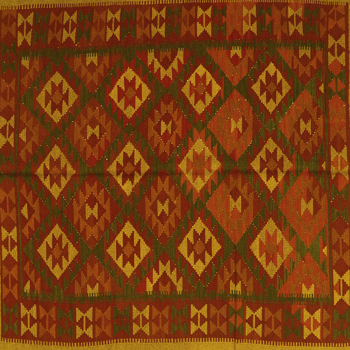 Square Machine Washable Southwestern Yellow Country Rug, wshtr3345yw