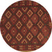 Round Southwestern Brown Country Rug, tr3345brn