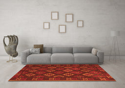 Machine Washable Southwestern Orange Country Area Rugs in a Living Room, wshtr3345org