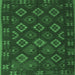 Square Machine Washable Southwestern Emerald Green Country Area Rugs, wshtr3345emgrn