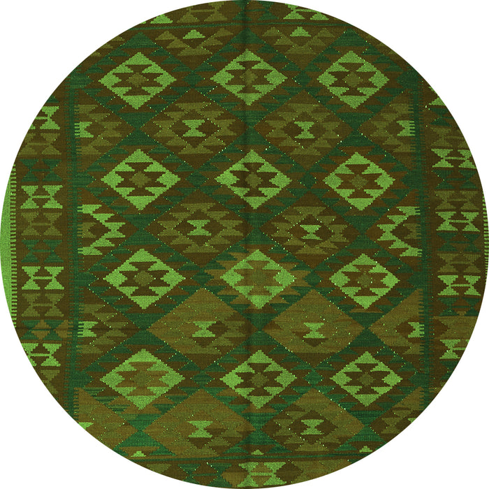 Square Southwestern Green Country Rug, tr3345grn