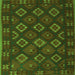 Round Machine Washable Southwestern Green Country Area Rugs, wshtr3345grn