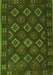 Serging Thickness of Machine Washable Southwestern Green Country Area Rugs, wshtr3345grn