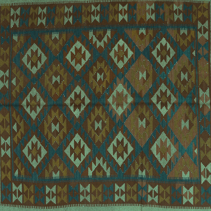 Square Machine Washable Southwestern Turquoise Country Area Rugs, wshtr3345turq