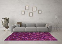 Machine Washable Southwestern Purple Country Area Rugs in a Living Room, wshtr3345pur