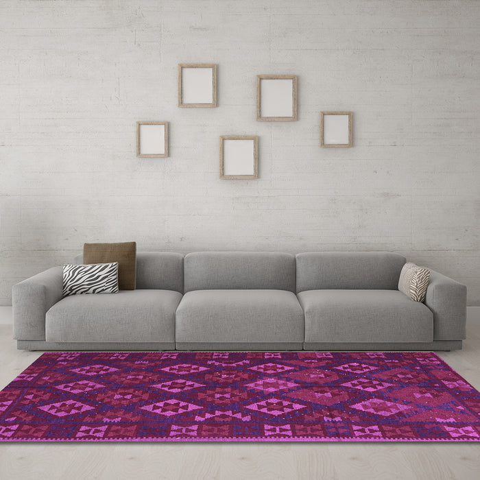 Machine Washable Southwestern Purple Country Area Rugs in a Living Room, wshtr3345pur