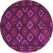 Round Southwestern Purple Country Rug, tr3345pur