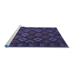Sideview of Machine Washable Southwestern Blue Country Rug, wshtr3345blu