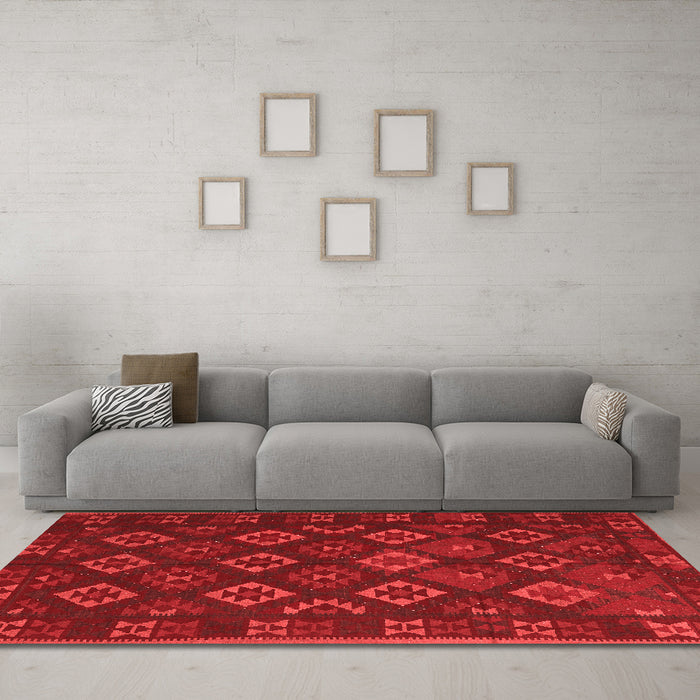 Country Red Washable Rugs