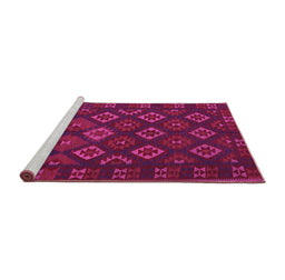 Sideview of Machine Washable Southwestern Pink Country Rug, wshtr3345pnk